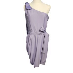 Vera Wang Bride's Maid Dress Lavender Tie Bow Draped One Shoulder 10